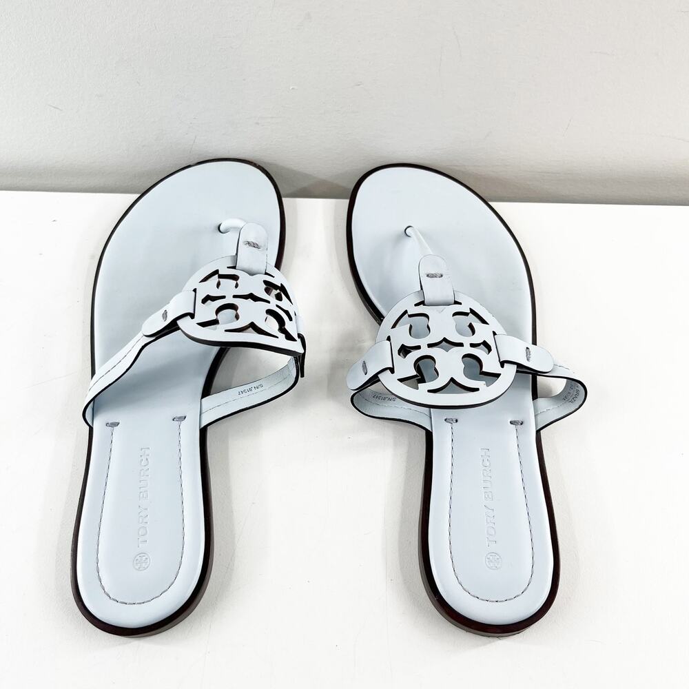 Tory Burch Miller Welt Thong Leather Sandals Pastel Blue 8.5 - Picture 7 of 8